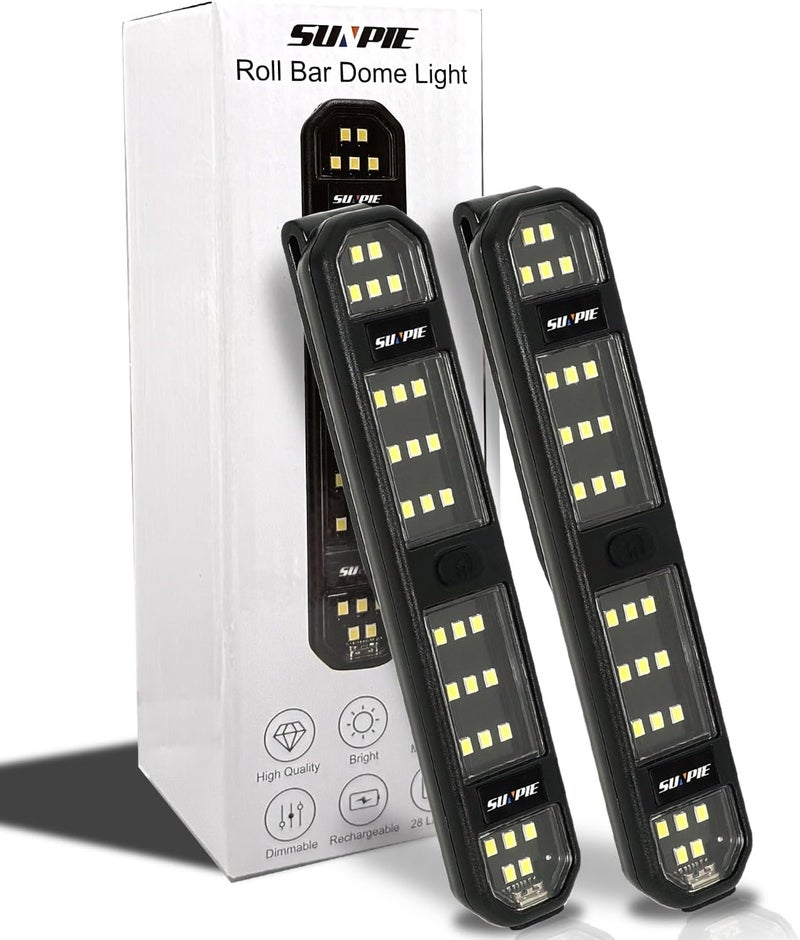 SUNPIE Interior LED Dome Lights with Magnetic for Car, Rear Trunk LED Roll Bar Lights for Wrangler, Truck, Tractor, ATV, UTV, Lorry Camper Boat Caravan Motorhome Rechargeable Under Hood Light - Image 1